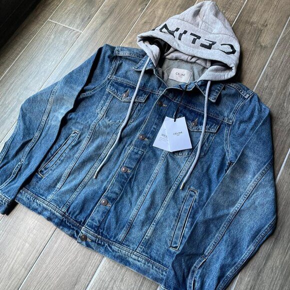 Medium Celine Men's Trucker Jacket Hood Wash Denim - Picture 3 of 8